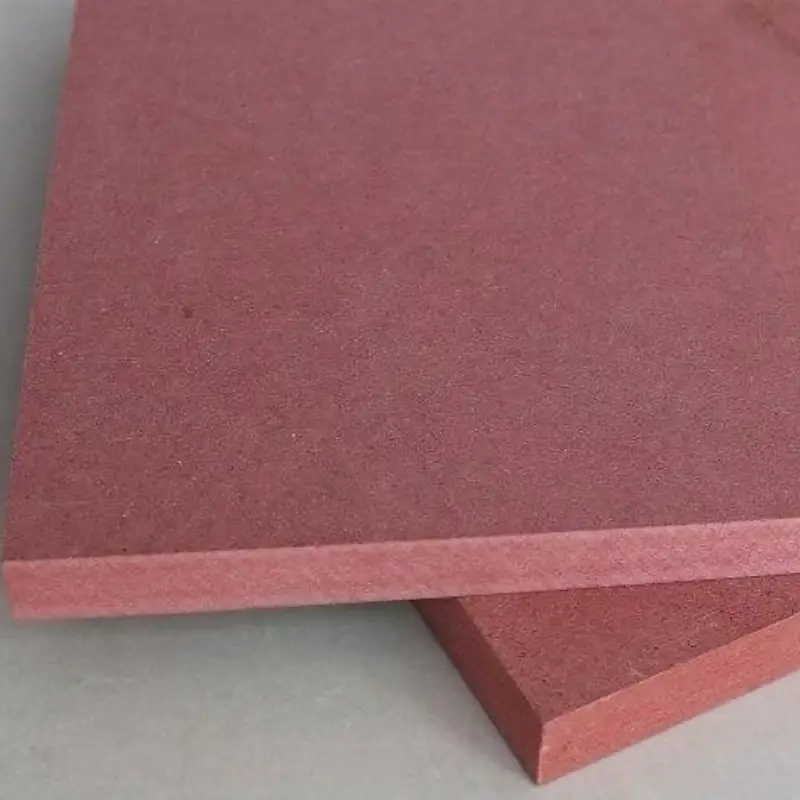 Fire retardant FR MDF boards with red core for interior and commercial applications.